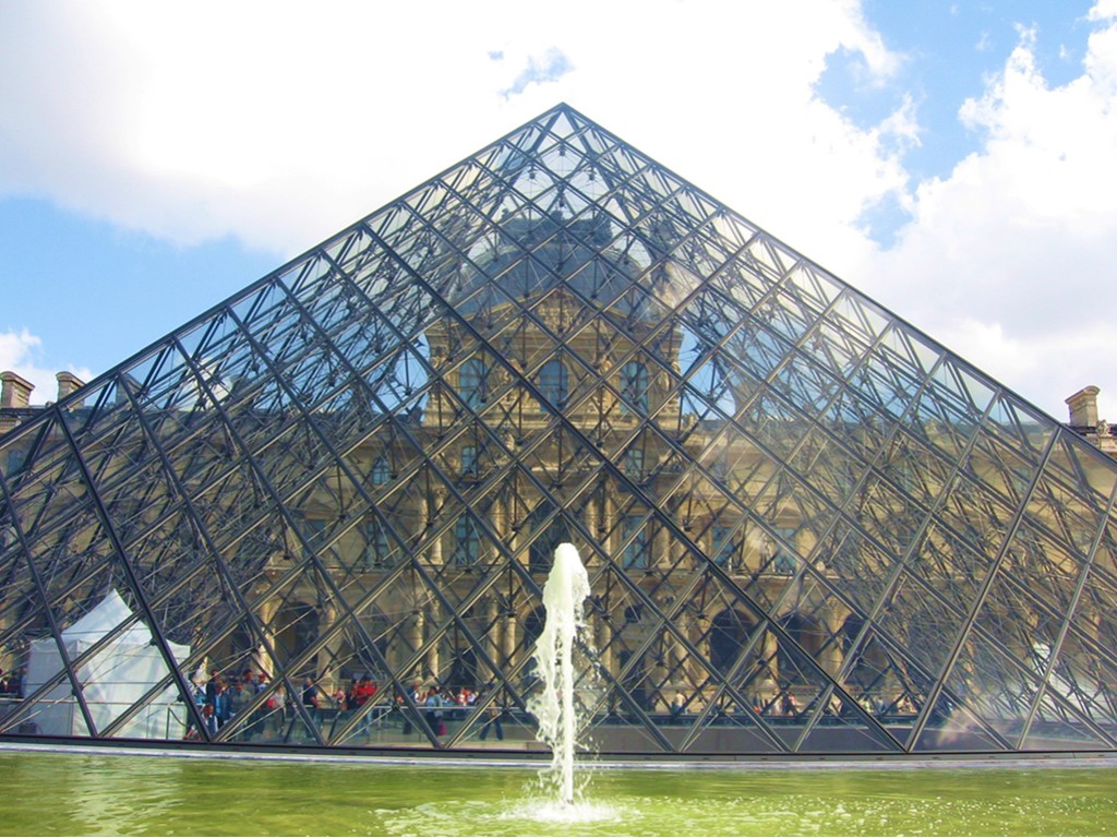 louvre, metal and glass pyramid